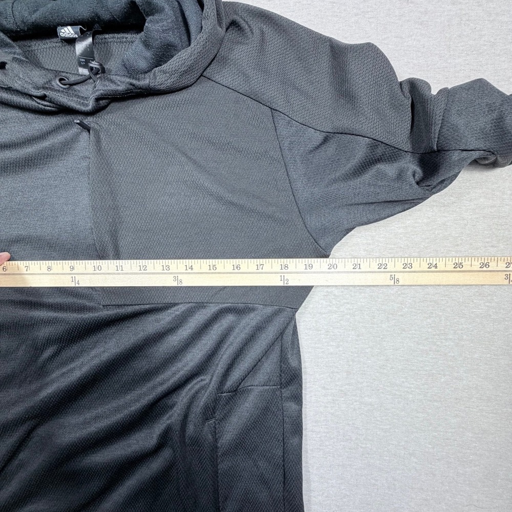 Adidas Mens Small Gray Textured Mesh Pullover Hoodie Zipper Chest Pocket Outdoor - Picture 5 of 11